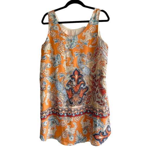 Lila Rose Orange Paisley Print Shift Dress Size 12 - Picture 6 of 10